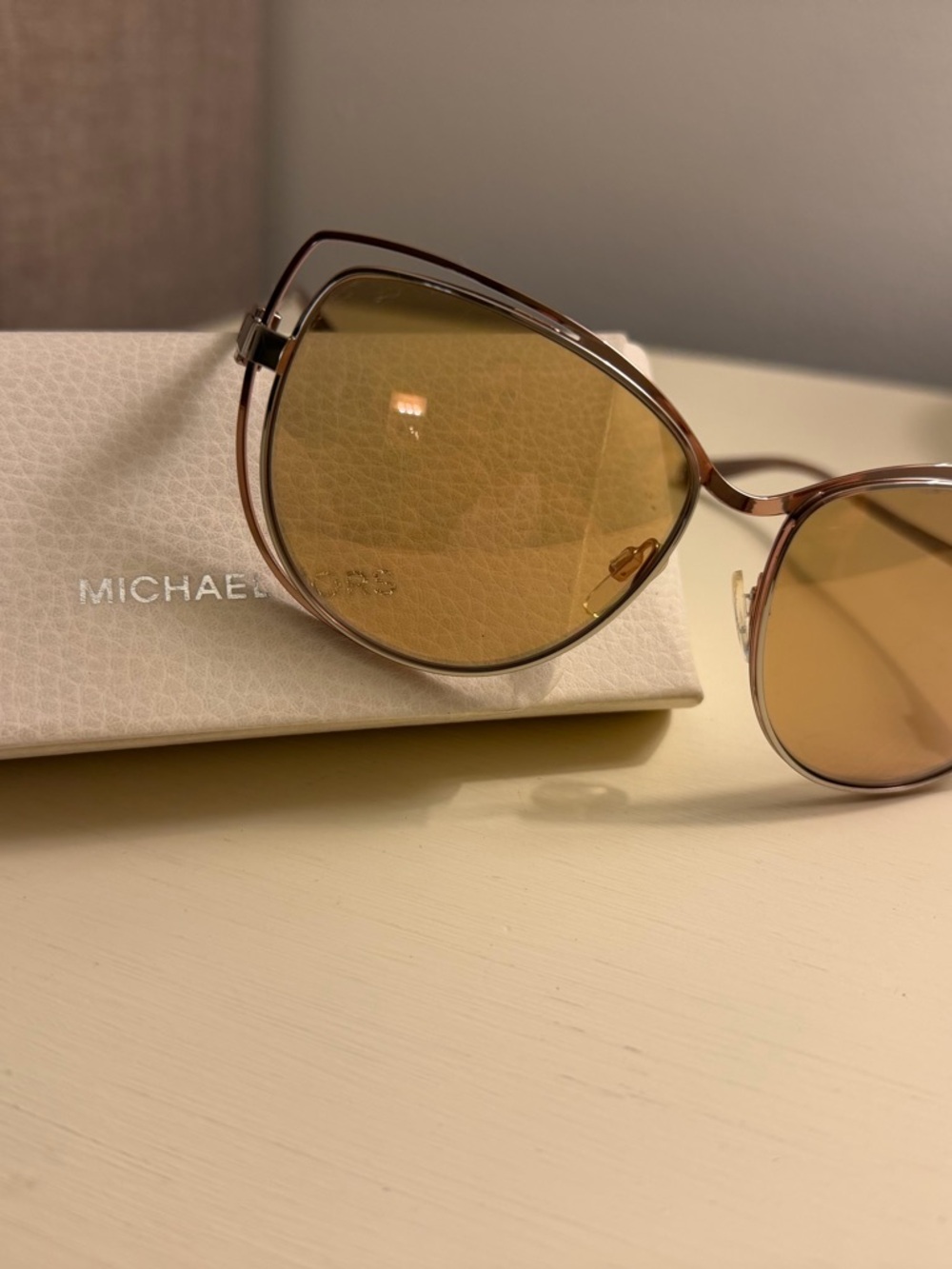 MICHAEL Michael Kors Rose Gold Frame with Brown Lenses Cat-Eye Sunglasses